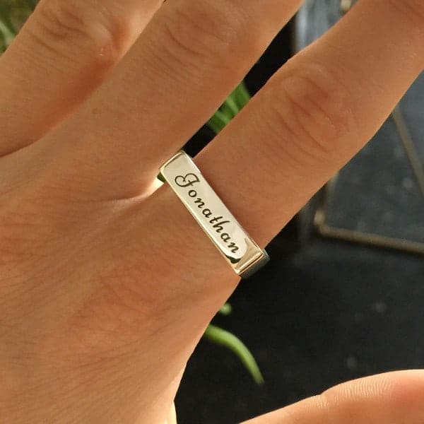 Sterling Silver Engraved Ring Bar