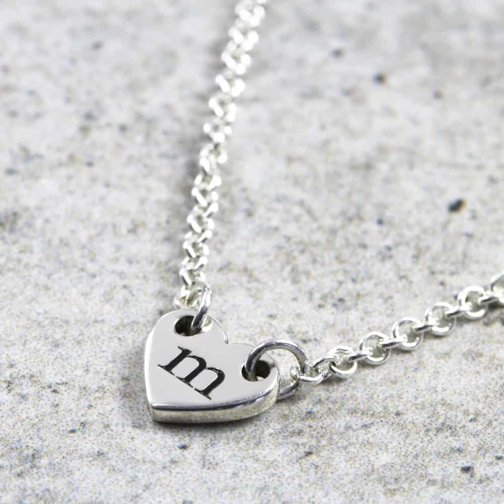 Personalised Necklace Dainty Heart Initial Necklace Silvery Jewellery