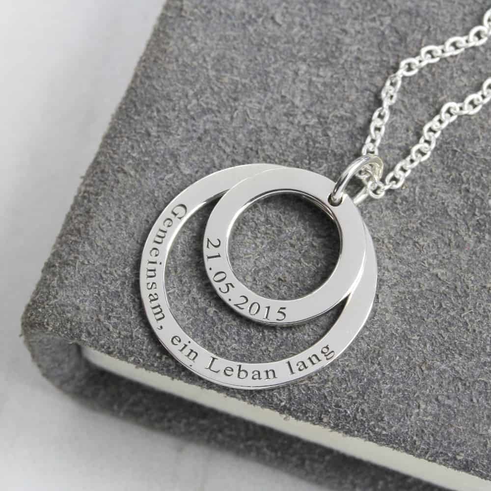 Double Hoop Necklace with engraving by silvery jewellery in south africa