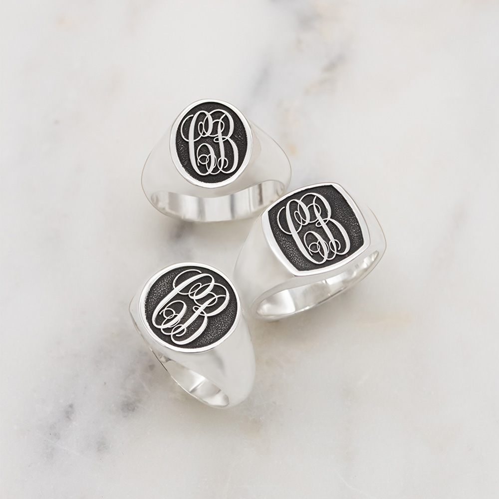 Mens Sterling Silver Signet Rings in the UK by silvery jewellery