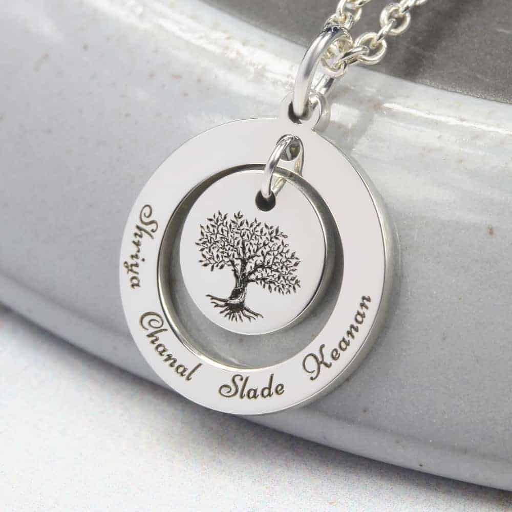Personalised Tree of Life Necklace in the UK by Silvery Jewellery