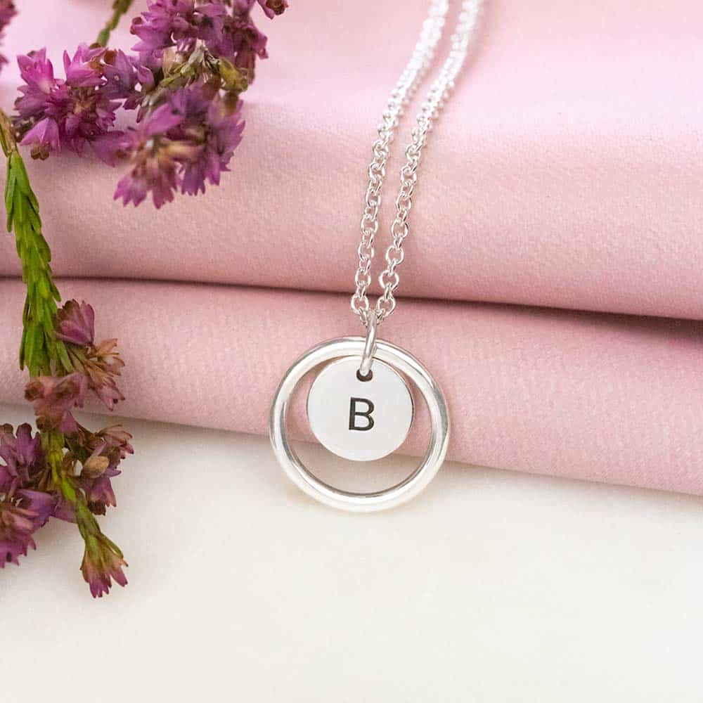 Initial Disc Necklace in the UK by Silvery Jewellery
