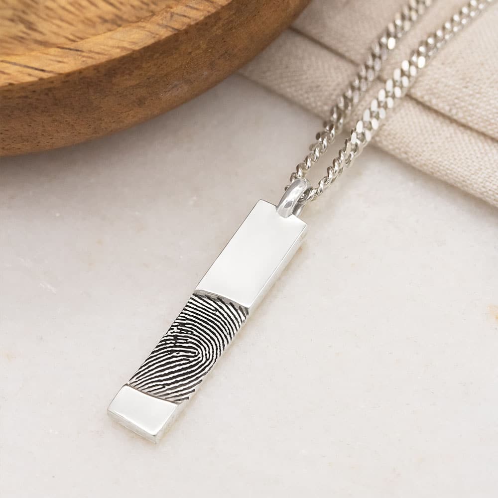 Silver Fingerprint Necklace for Him in the UK by Silvery Jewellery