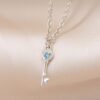 Dainty Heart Birthstone Key Necklace - Image 2