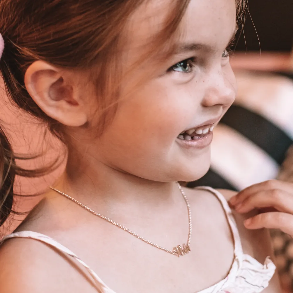 Kids name Necklace in the UK by Silvery Jewellery