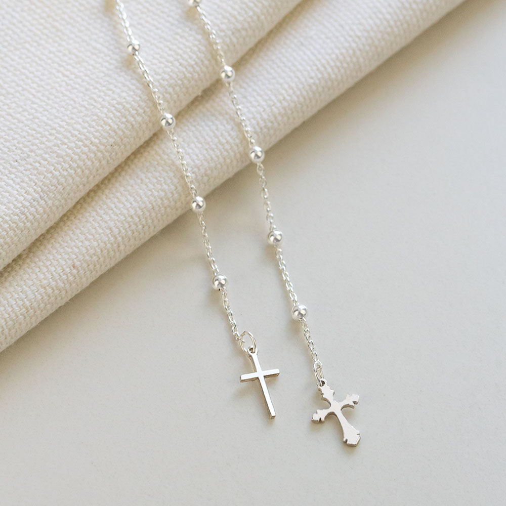 Cross Charm & Dewdrop Bracelet