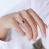 Sapphire & Moissanite Trilogy Cluster Ring - Select Sapphire colour (3 Colours) - Image 3