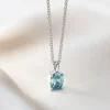 Engraved Oval Birthstone Pendant Necklace - Image 4