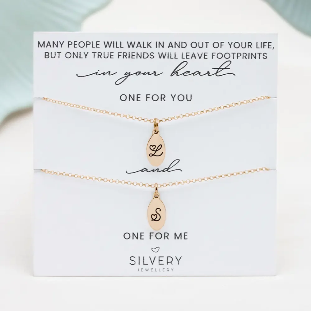 Heart Initial Friendship Necklace Set