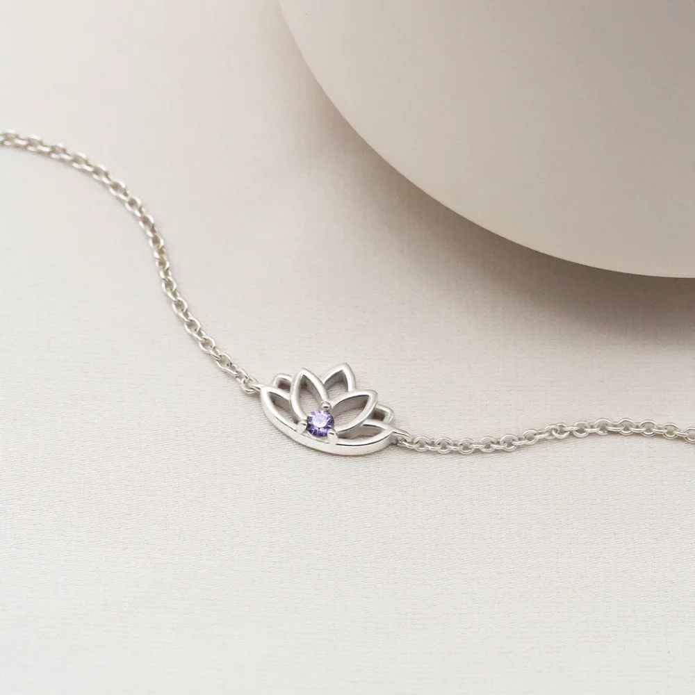 Lotus Flower Birthstone Bracelet