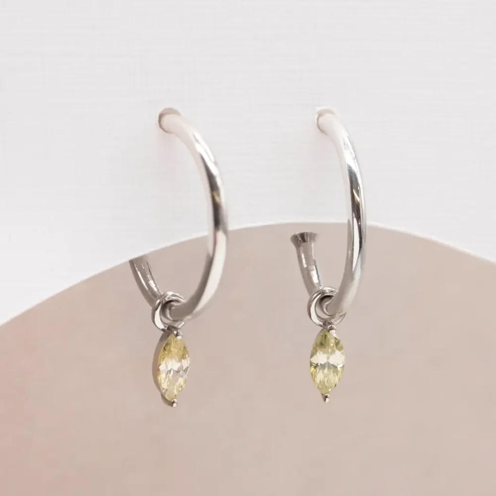 Dainty Marquise Birthstone Huggie Hoop Earrings