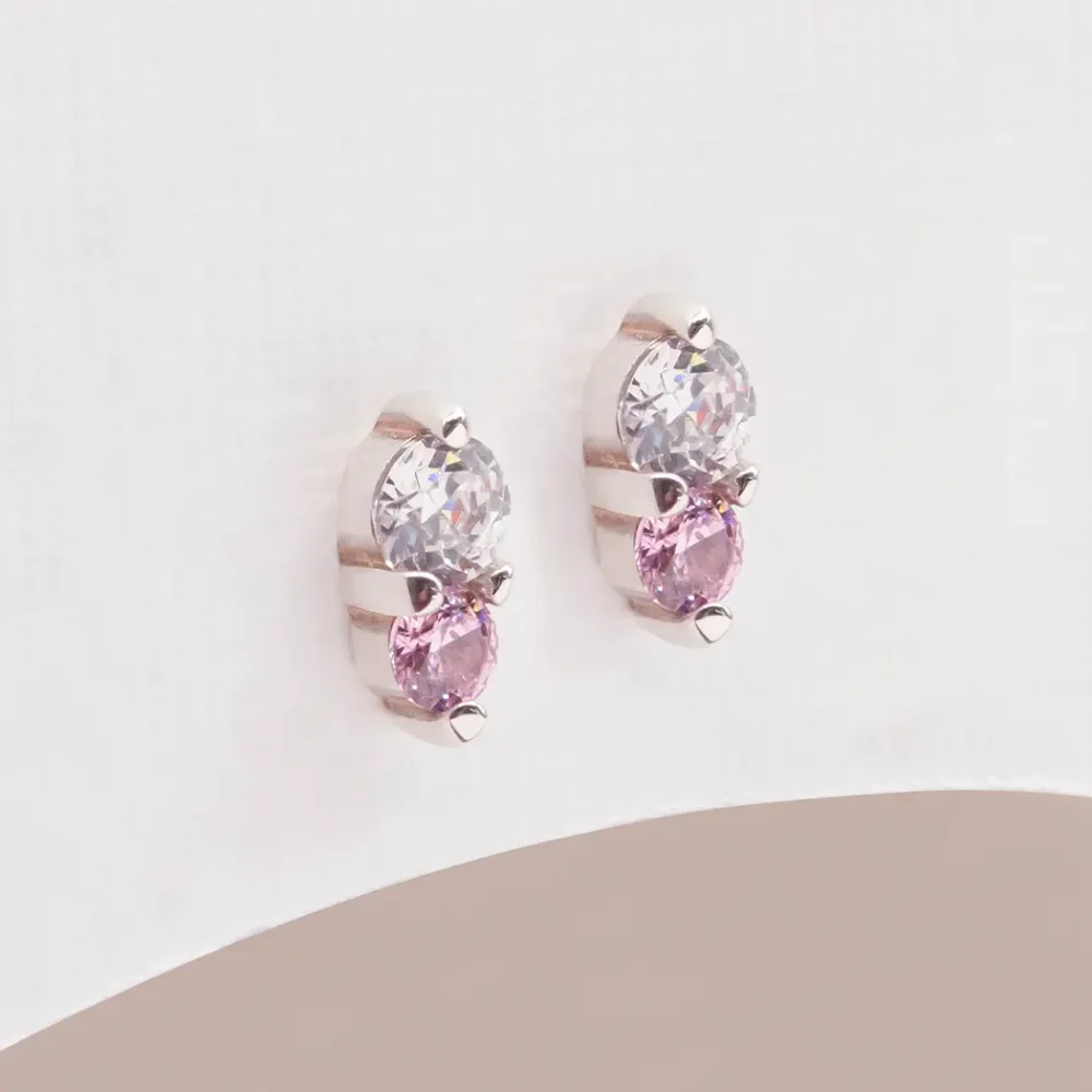 Dainty Tiered Birthstone Stud Earrings
