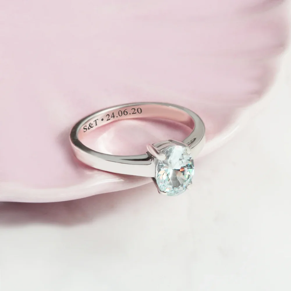 Cubic Zirconia Solitaire Claw Ring (Select Stone Colour)