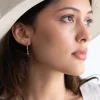 Teardrop Birthstone Huggie Hoop Earrings - Image 2