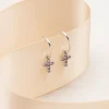 Birthstone Cross Huggie Hoop Earrings - Image 4
