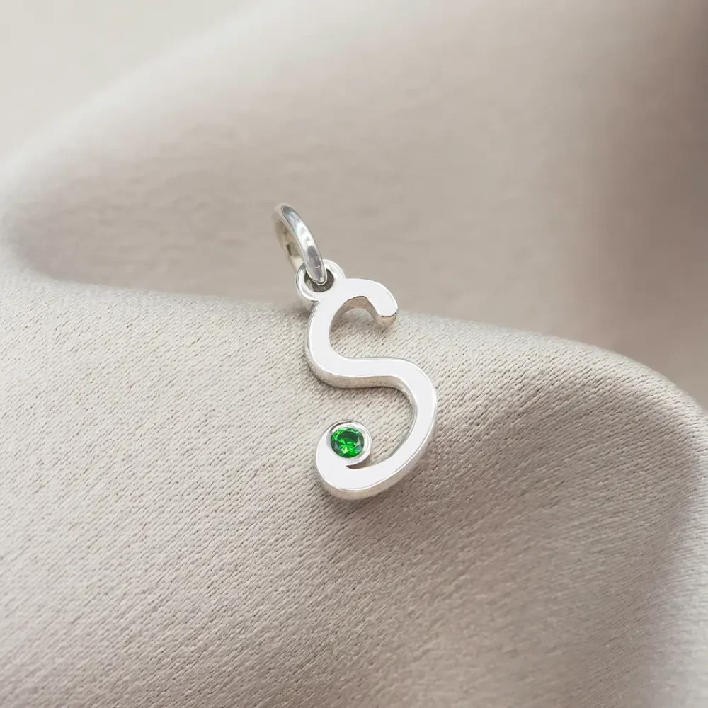 Script Initial Birthstone Pendant (Pendant Only)