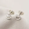Open Heart Stud Earrings - Image 2
