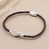 Men's Knot & Initials Leather Bracelet – 3 Colours - Image 2