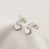 Dainty Diamond Heart Stud Earrings - Image 2