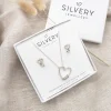 Engraved Family Heart Necklace & Interlinked Open Heart Stud Earrings - Image 3