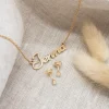 Name Necklace & Birthstone Stud Earrings - Image 2