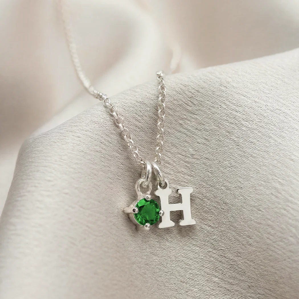 Initial & Round Birthstone Necklace