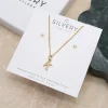 Dainty Initial Birthstone Necklace & Birthstone Stud Earrings