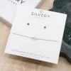 Dainty Initial Connector Bracelet & Birthstone Stud Earrings - Image 2