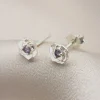 Dainty Rose Birthstone Stud Earrings - Image 2