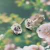 Dainty Rose Birthstone Stud Earrings