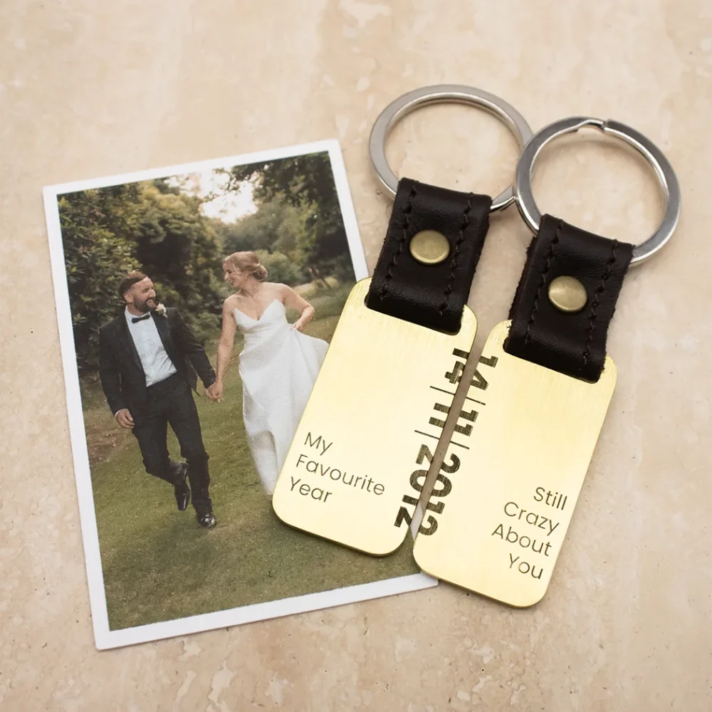 Special Date & Message Key Ring Set - Brass