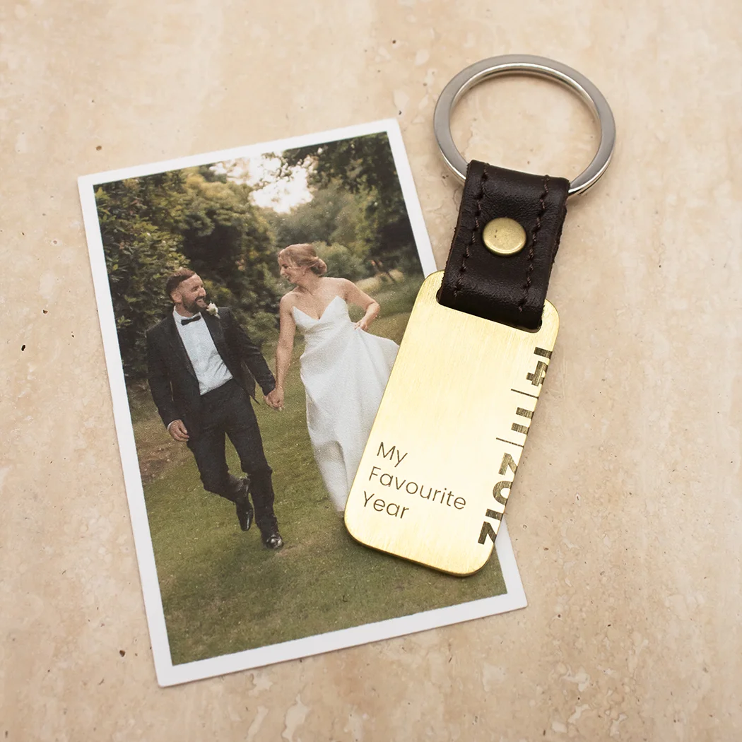 Special Date & Message Key Ring Set - Brass - Image 2