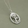 Oval Birth Month Flower & Name Necklace