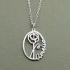 Oval Birth Month Flower & Name Necklace - Image 2