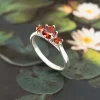 Water Lily Birthstone Trilogy Ring (Select Stone Colours) - Image 2