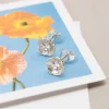 Poppy Flower Birthstone Stud Earrings